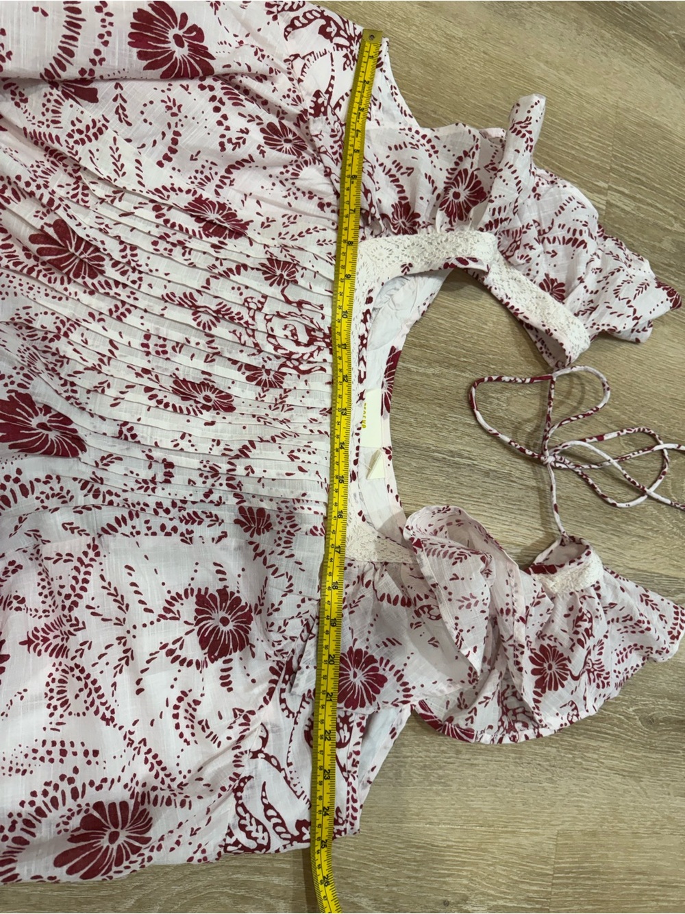 Maeve Anthropologie 2Xl plus Dress white red Floral Ruffles cotton crochet NWT - Picture 3 of 9